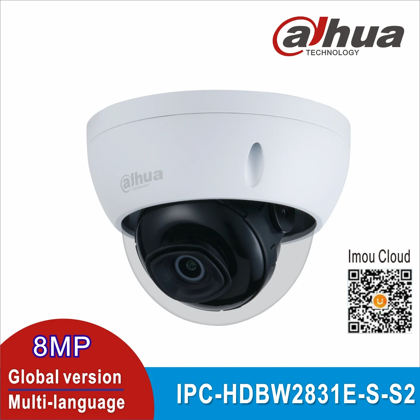 

Dahua IPC-HDBW2831E-S-S2 8MP POE Camera Built-in SD Card Slot IP67 IR 30M IVS WDR IK10 Starlight Camera