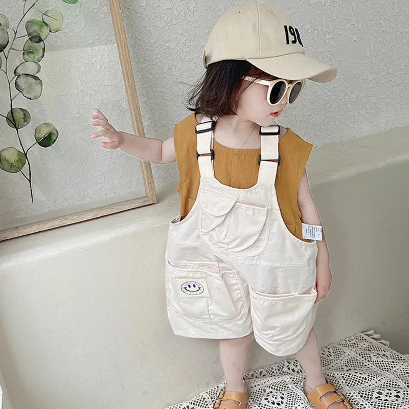 Летняя и Осенняя детская одежда однотонные комбинезоны для девочек детские