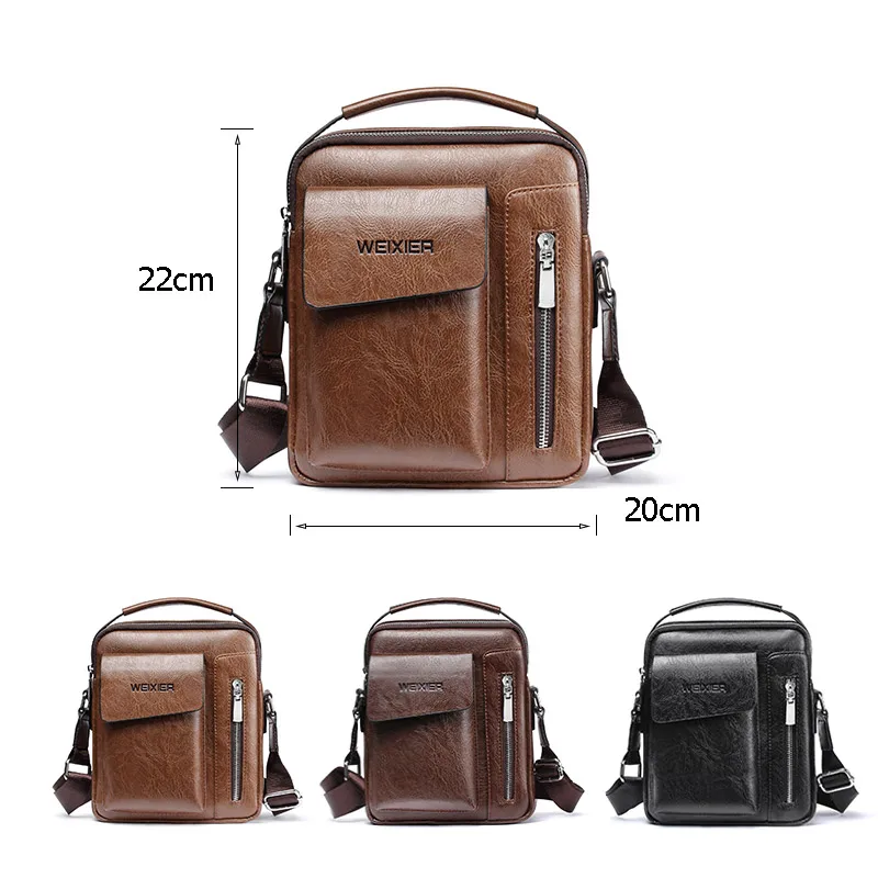 Casual Shoulder Bag for Men Vintage Handbag Crossbody Bags PU Handbag Capacity Men Purse Messenger Handle Tote Bag сумка мужская
