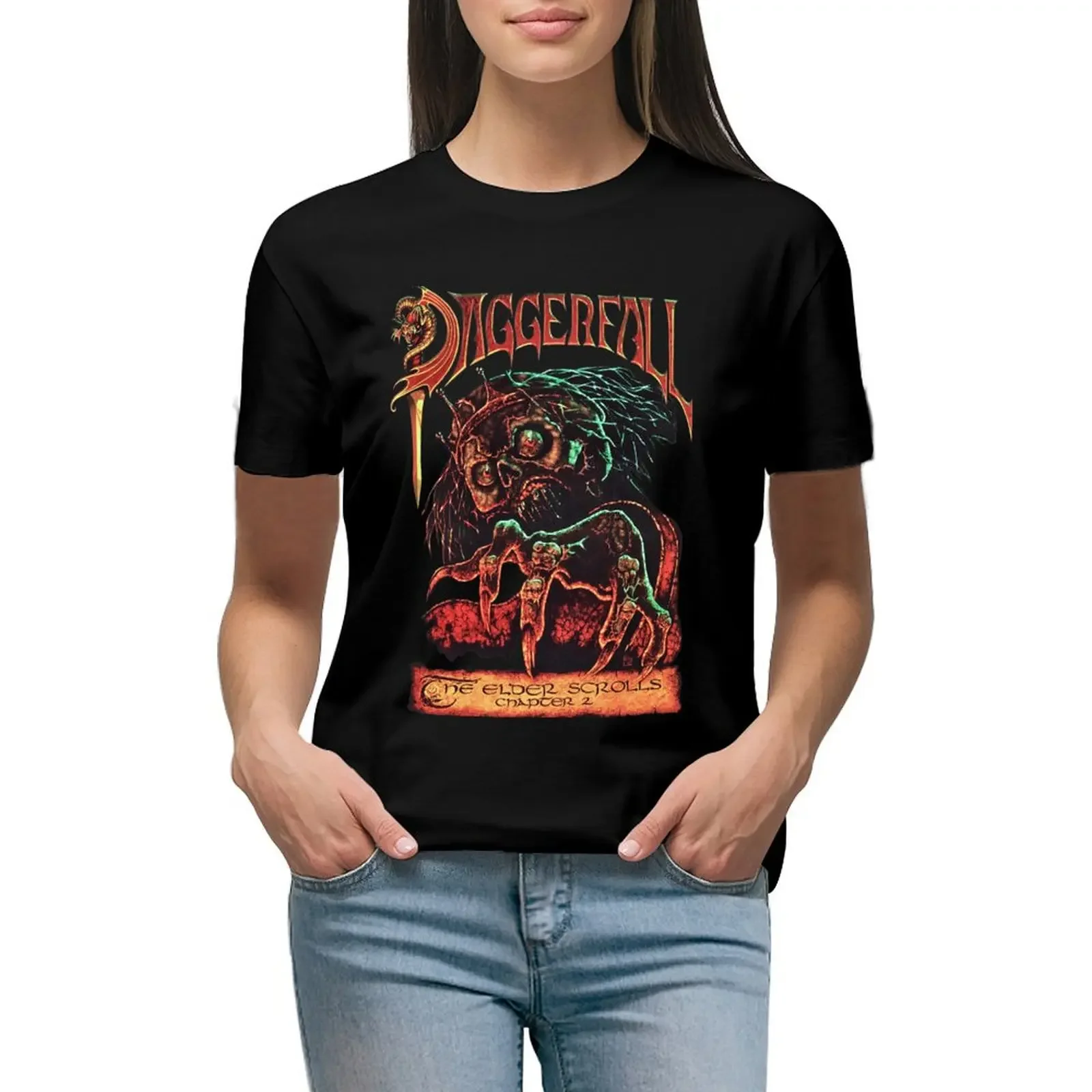 Женская футболка Daggerfall черный хлопок