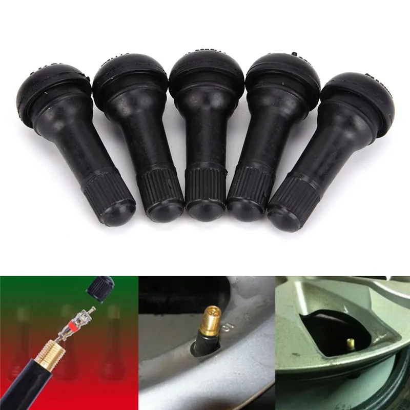 

4 Pcs Auto TR412 Tire Valve Stems Short Black Rubber Band Tubeless Snap-in Vavle Wheels Tires Parts Car Accessories