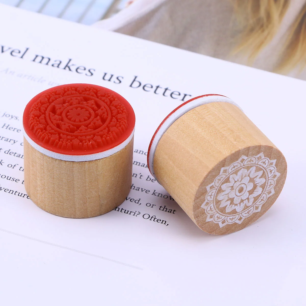 

Stamps Wooden Rubber Round Wood Stamp Floral Flowers Vintage Traditional Decorativescrapbooking