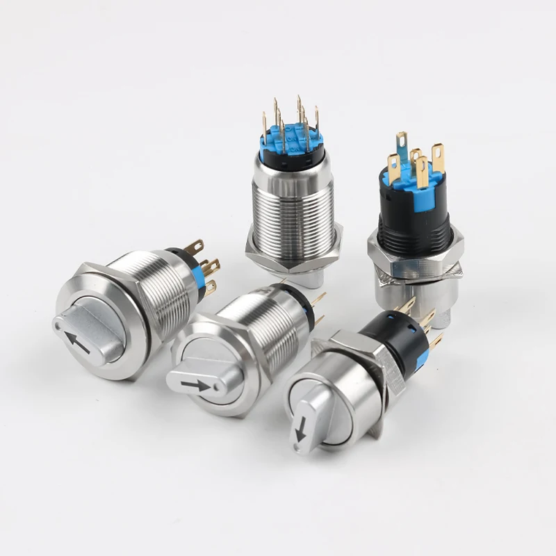 Фото Поворотный переключатель из нержавеющей стали 16/19/22 мм, самоблокирующийся, с индикаторной стрелкой, водонепроницаемый, 2/3 положения, 6В/24В, красный №4