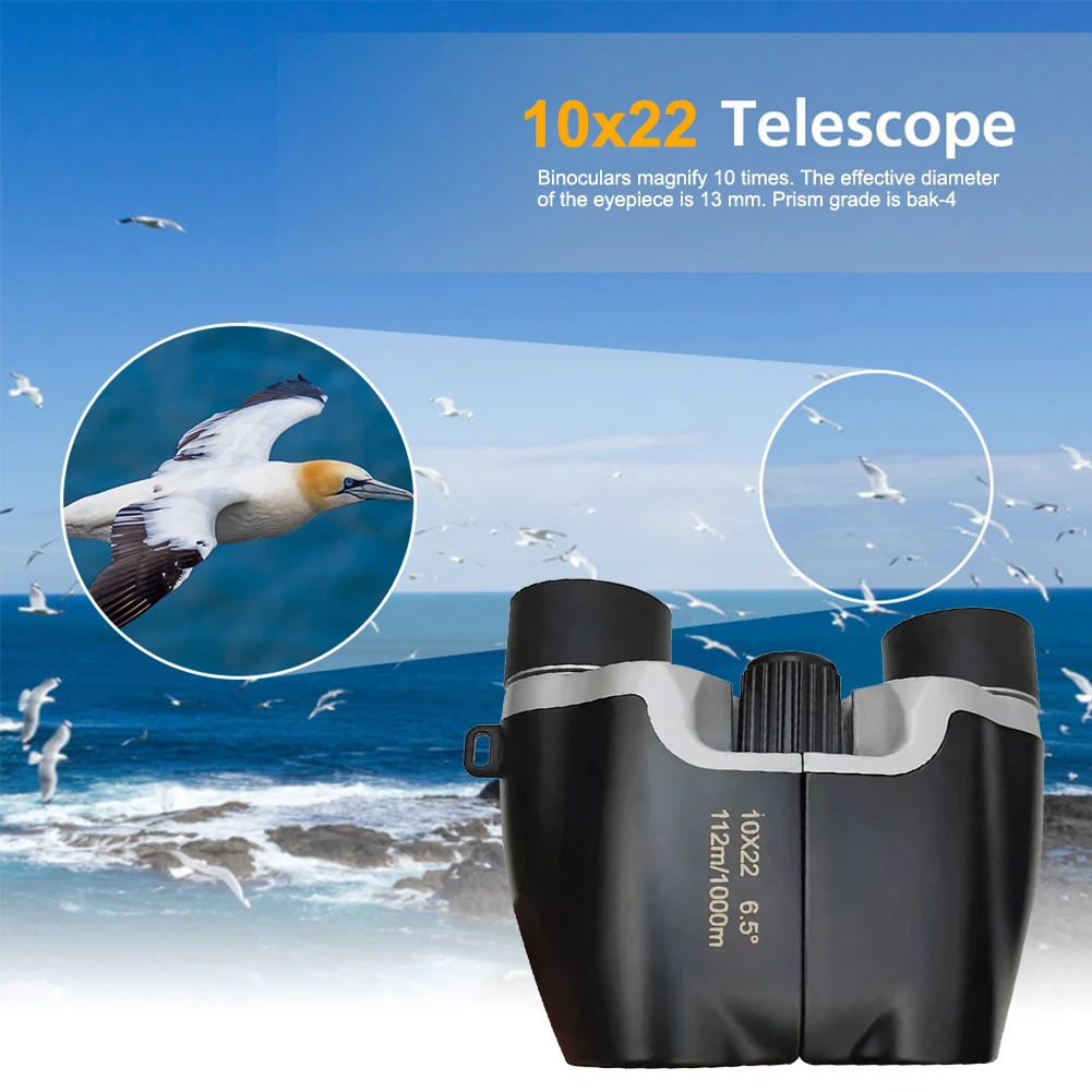 

Бинокль 10X22 дальнего радиуса, HD телескоп высокой мощности, оптический стеклянный объектив с низсветильник щением, ночное видение для спорта
