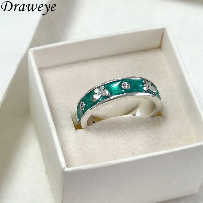 

Draweye Exquisite Rings for Women Butterfly Vintage Hiphop Metal Jewelry Korean Fashion Green Simple Forefinger Anillos Mujer