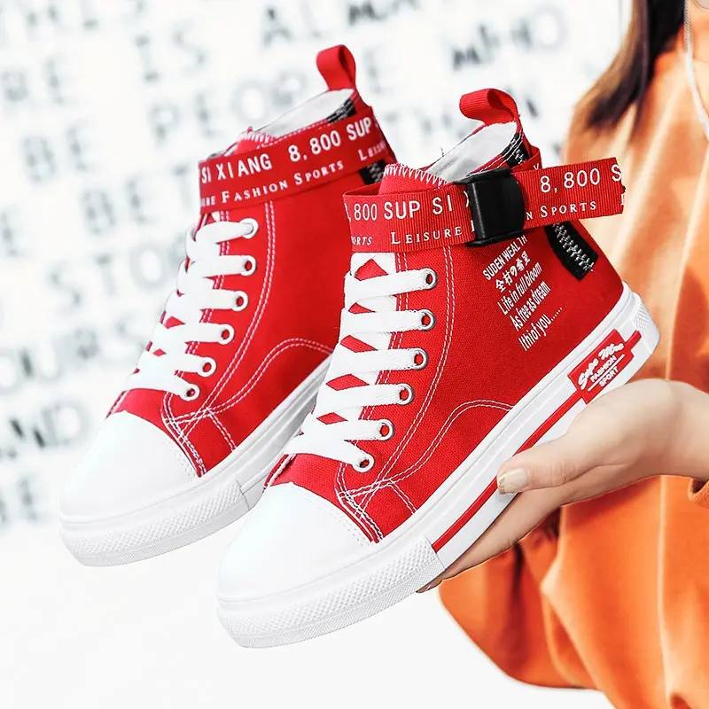 

Oversized Hightop Canvass Women's Running Shoes Canvas Sneakers Sport Woman Sports Tennis for Women Red Espadrilles Gym GMB-3419