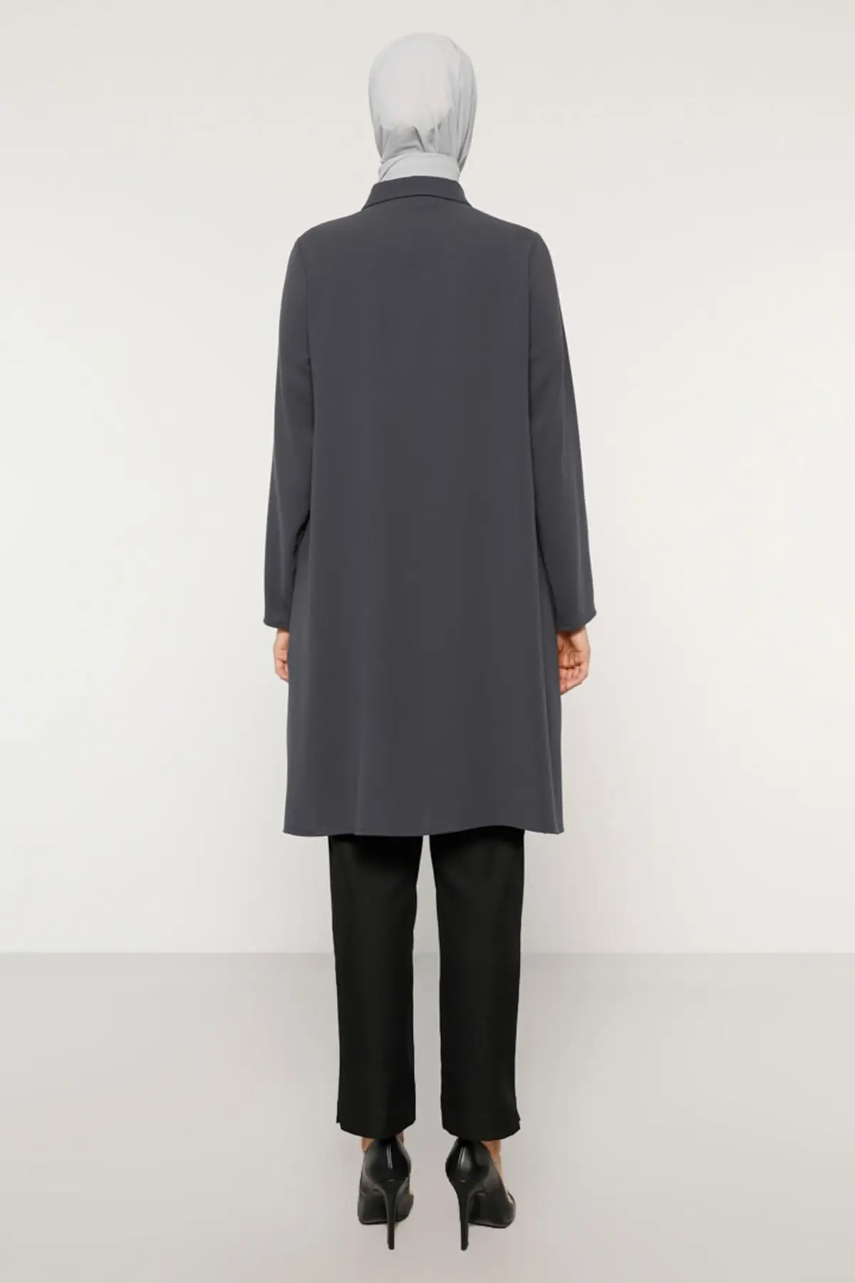 

Women Buttoned Anthracite Hidden Pocket Tunic Women Muslim Tunic 2021 Fashion