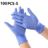 100pcs nitrile gloves kitchen disposable synthetic blue guantes household cleaning glove powder free food chemical industry