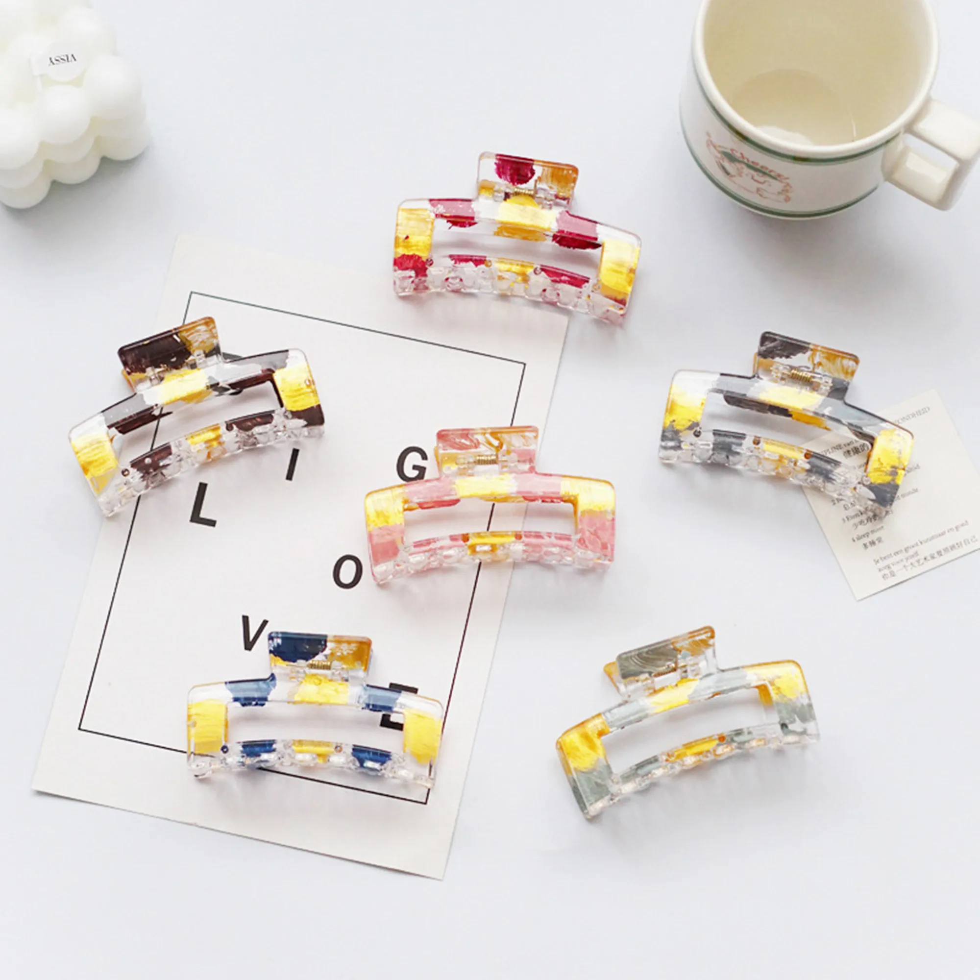 Hollow-out Grab Clip Painted Transparent Shark Clip Back Hair Clip Diy Hair Accessories