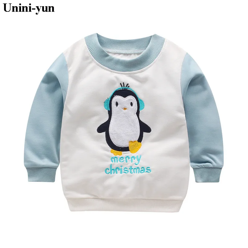 Фото Детский хлопковый свитшот с длинным рукавом и принтом пингвинов - купить по