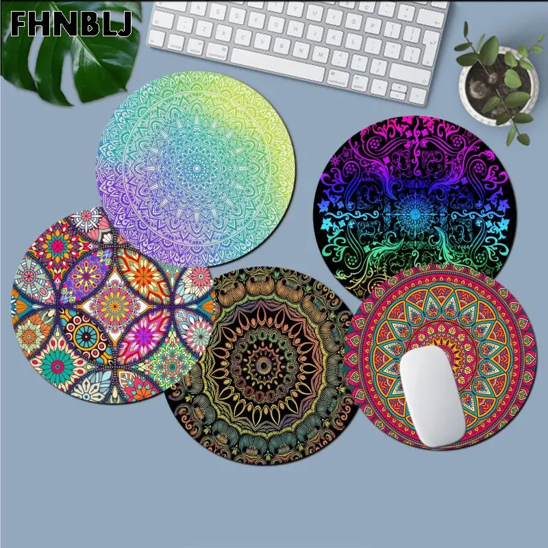 

FHNBLJ Top Quality Mandala print Gaming round Mouse Pad Computer Mats gaming Mousepad Rug For PC Laptop Notebook