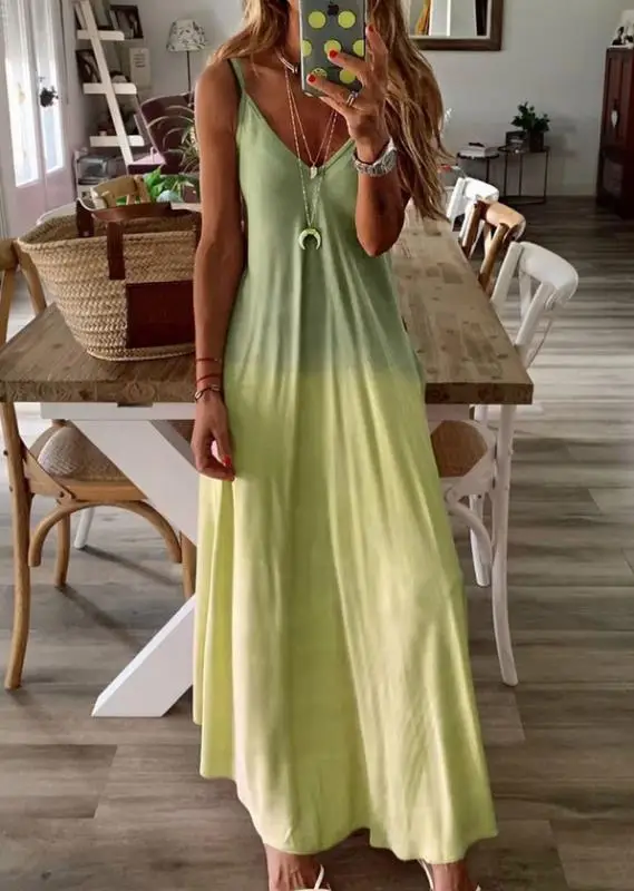 

Spring Summer Women V-Neck Strap Printed Sexy Beach Long Maxi Dress Split Sleeveless Vintage Clothing Oversized Holiday Vestido