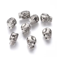 10pcs alloy european beads skull metal charm beads large hole beads for jewelry making diy bracelet necklace craft accessories