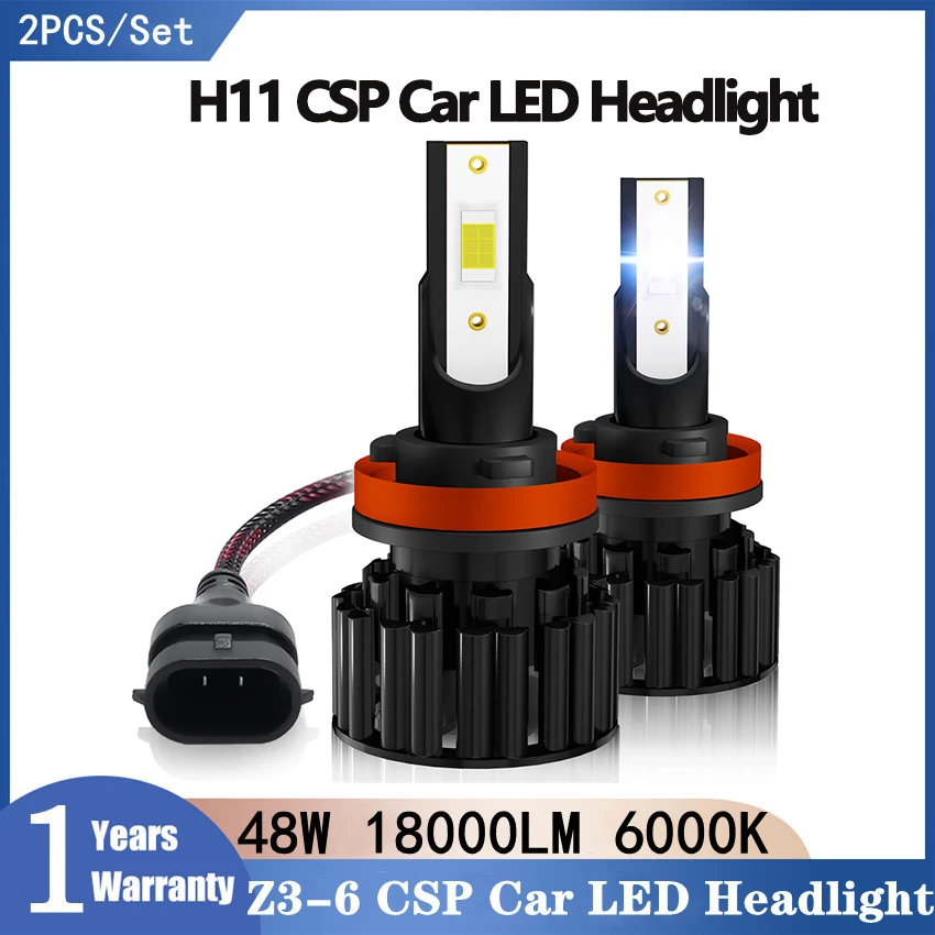 

Z3-6 Car Lights H11 H7 9005 9006 CSP Car LED Headlight Bulbs Beam 48W 18000LM 6000K HB3 HB4 Super Bright Auto Headlamp