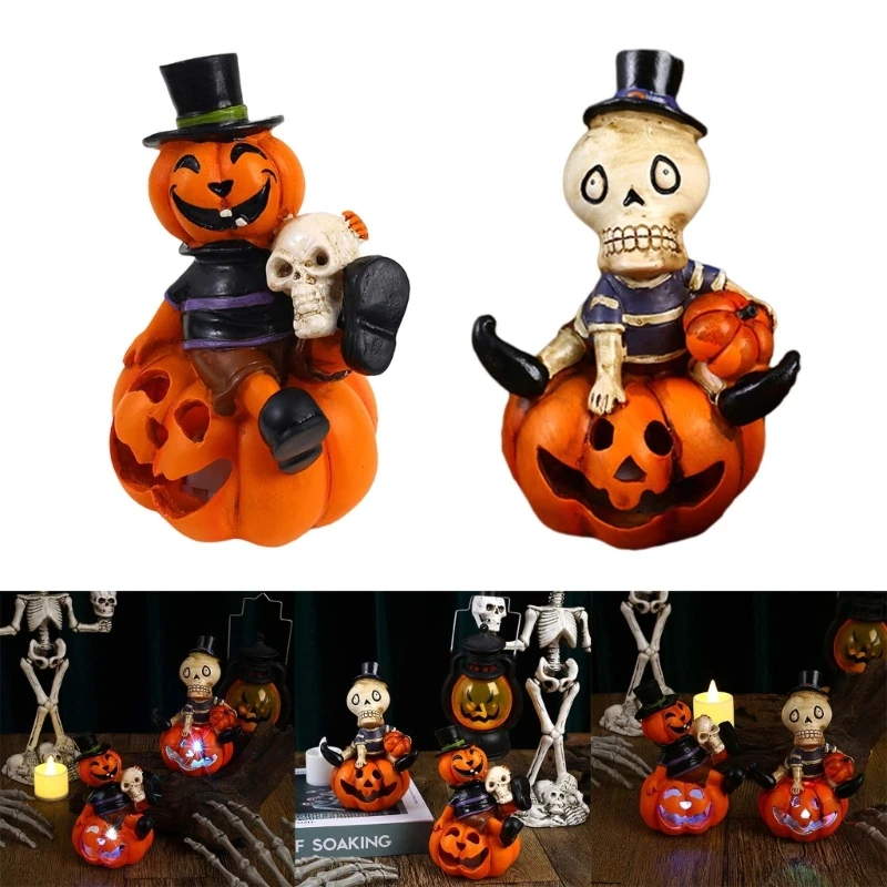 

Pumpkins Lanterns Halloween Decoration Ornament Outdoor Garden Arrangement Hollow LED Luminous Skull Pumpkins Lanterns