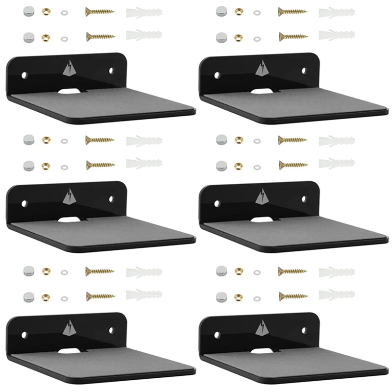 

6X настенная подставка для динамиков, маленькая настенная подставка для динамиков с Bluetooth-динамиком, сотовых телефонов, искусственная (черна...