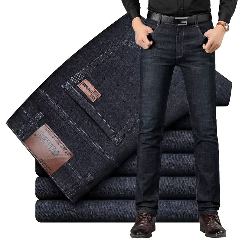 

Sulee Brand Jeans Exclusive Design Famous Casual Denim Jeans Men Straight Slim Middle Waist Stretch Men Jeans Vaqueros Hombre