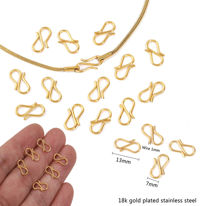 

20pcs Stainless Steel Gold Color S Shape Clasps DIY Necklace Hooks Connectors Bracelets Jewelry Making Finding Wholesale