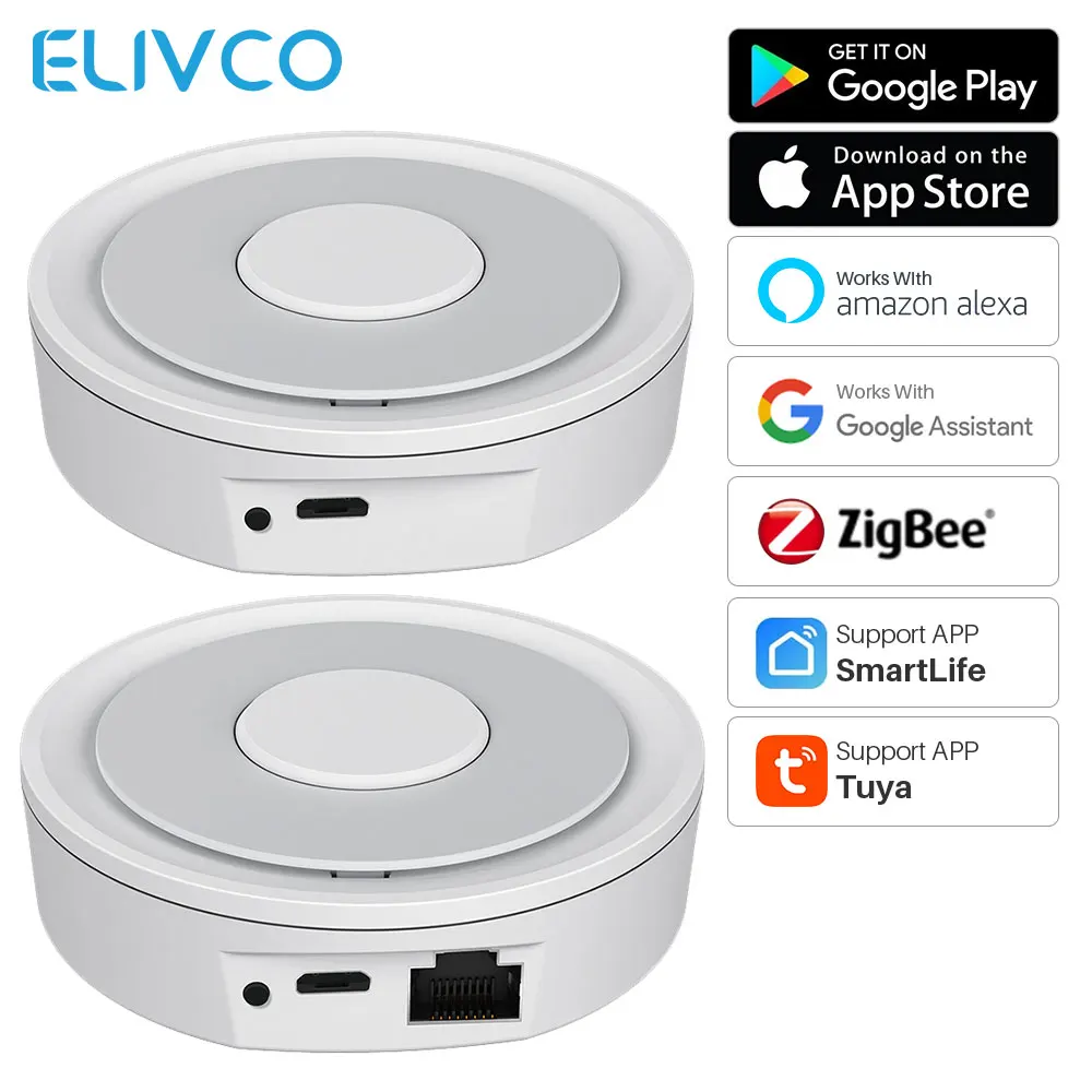 

Tuya Zigbee 3.0 Gateway Hub Wireless/Wired Smart Home Bridge Smart Life APP Remote Control Works With Alexa Google Assistant