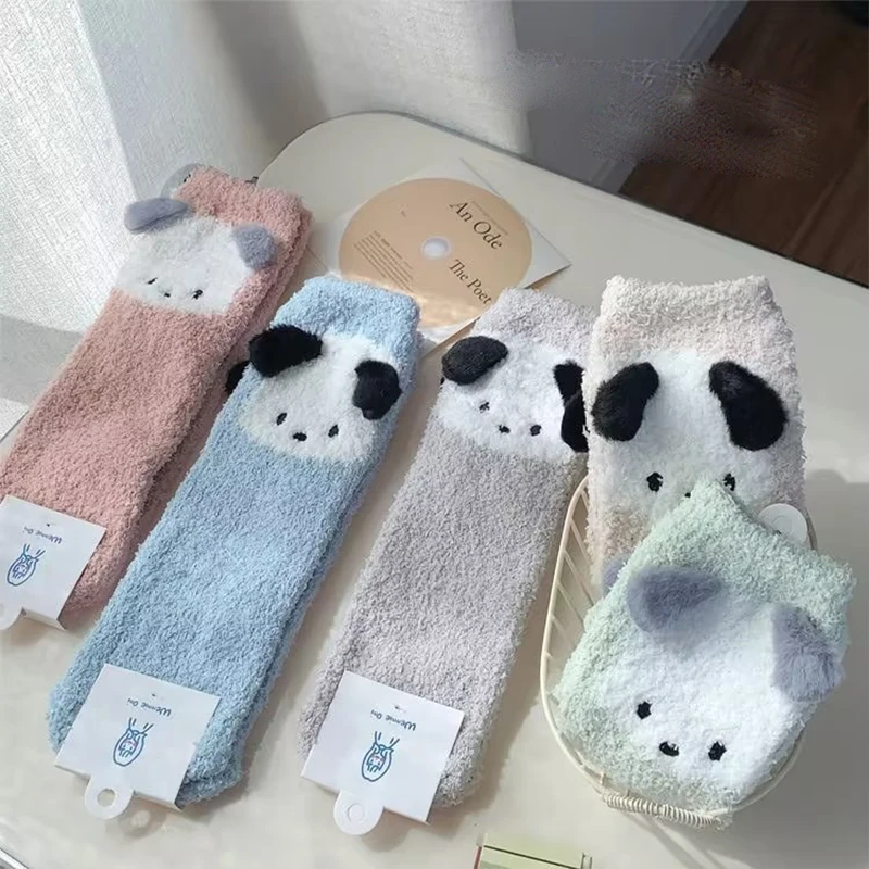 

New Kawaii Sanrio Pochacco Fuzzy Socks Winter Cartoon Lovable Warm Floor Socks Birthday Gifts Girlfriend Gifts Toys For Girls