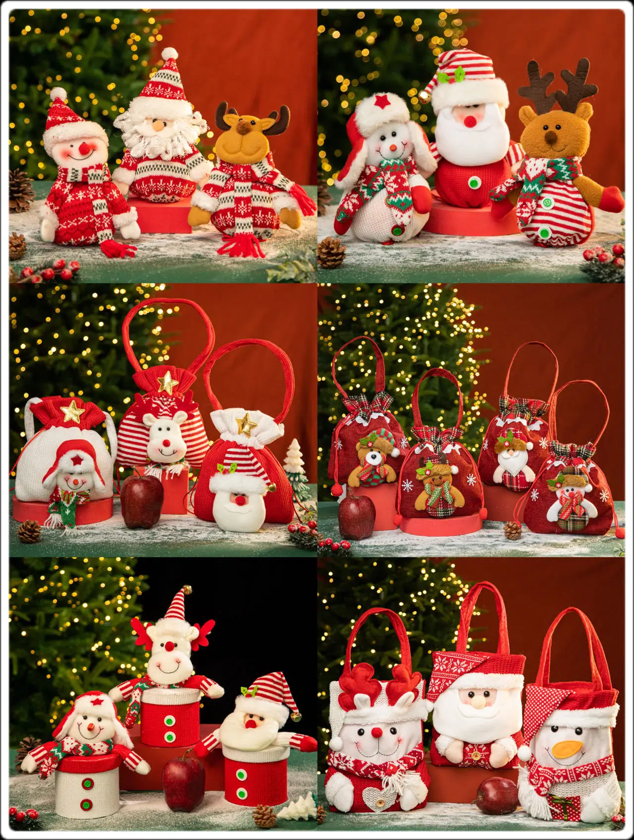 

Рождественский Подарочный пакет с оленями для конфет, бархатные мешки с Санта-Клаусом, сумка на шнурке, Рождественское украшение, детская упаковочная коробка, товары для декора