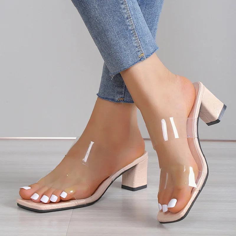 

Женские босоножки на платформе, прозрачные босоножки на толстом высоком каблуке, свадебная обувь, туфли-лодочки, лето 2023