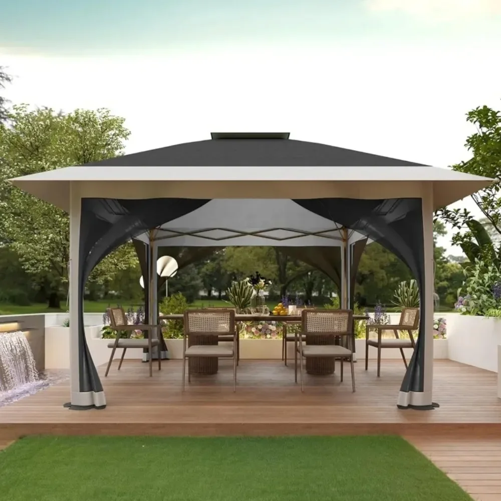 12x12 всплывающая беседка внешняя искусственная торговля с москитной сеткой 4