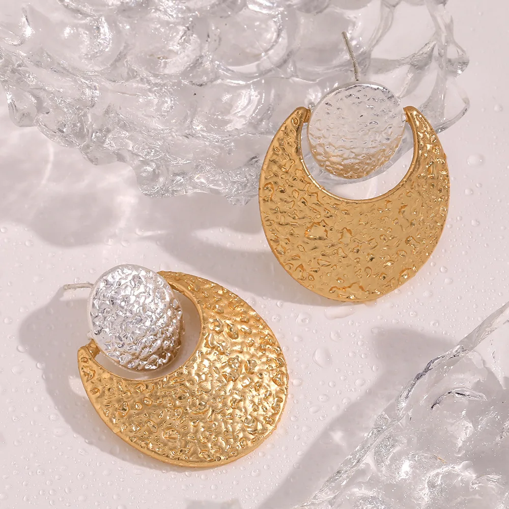 

316L Stainless Steel Geometric gold Silver Stitching Exaggerated Earrings For Women Girl Fashion Anti-rust Ear Jewelry