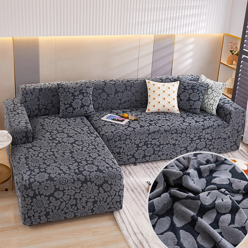 

Living Room Sofa Cover Elastic L Shape Corner Jacquard Couch Slipcover Solid Scratch Resistant Sofa Chair Cover Washable