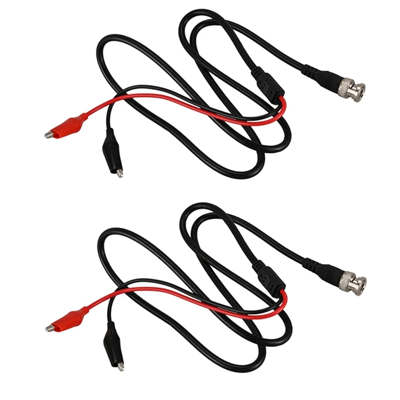 

2X P1011 BNC Q9 Male Double Dot Crocodile Oscilloscope Lead Test Probes Cable 1M