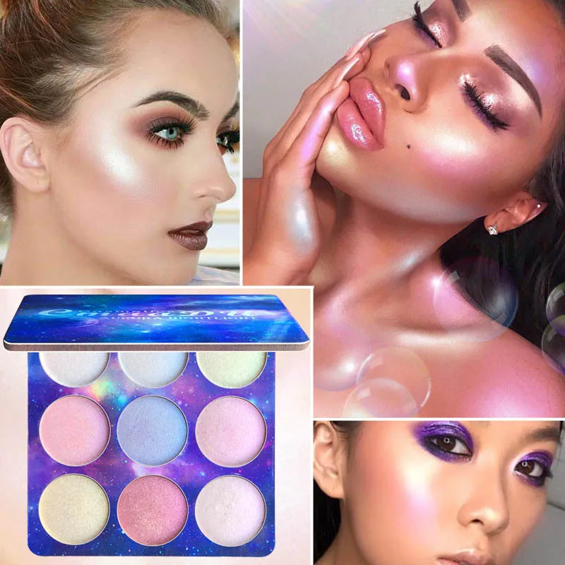 

9 Colors Starry Sky High-gloss Eyeshadow Palette Chameleon Polarized Repair Powder Highlighter Make-up