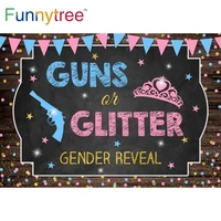 funnytree guns or glitter gender reveal party background wood stars baby shower unisex crown blue or pink photobooth backdrop