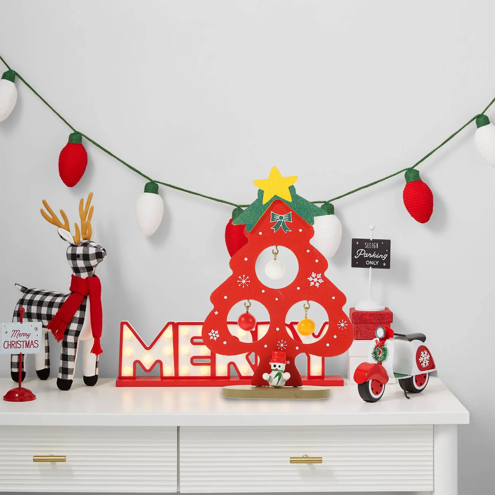 

Wooden Mini Mini Toys Xmas Supplies Christmas Tree Table Decor Gift Child Desktop Ornament Decorations