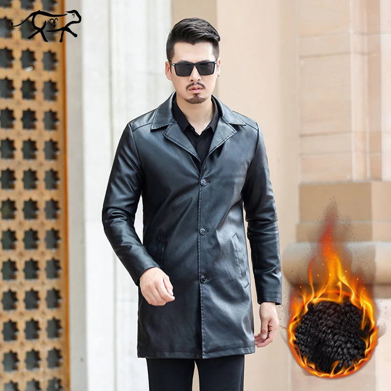 

Winter Leather Jacket Men Plus Size 8XL Casual Suede Leather Jackets Men Faux Fur Thick Warm Fashion PU Long Suede Jacket Coats