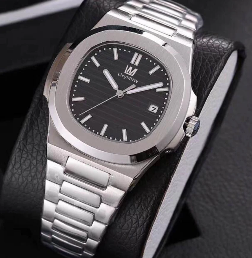 

Mens Watch Automatic Mechanical Movement Sapphire Crystal Black Blue Dial Stainless Steel Waterproof Transparent Back