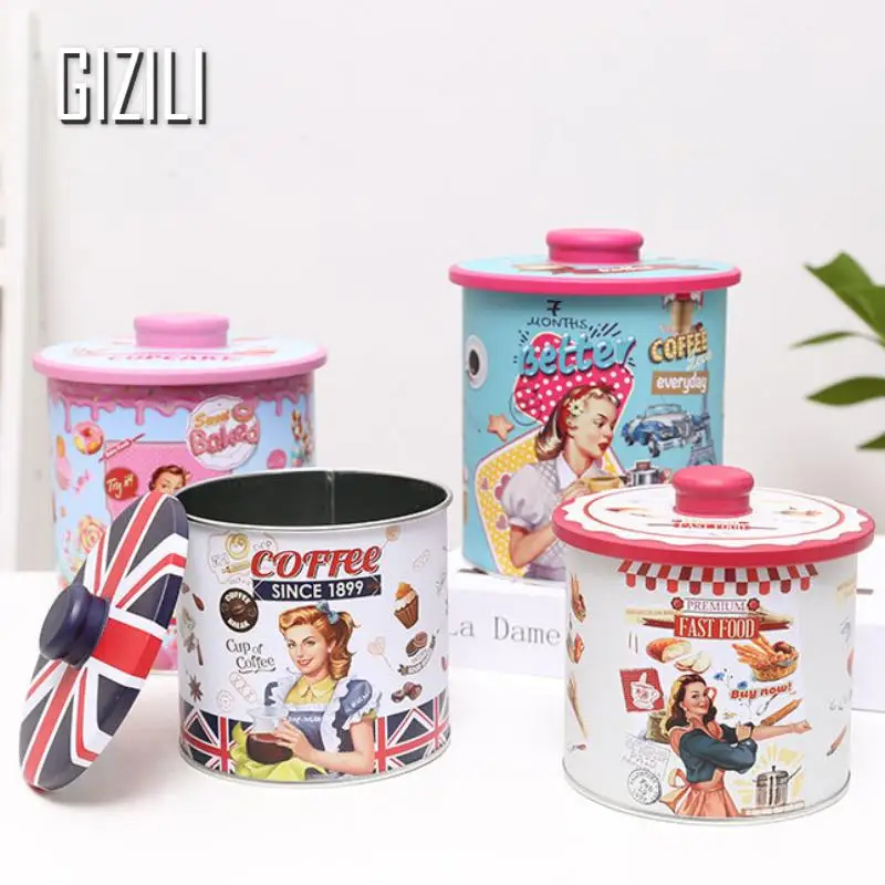 

2pcs Nordic Style Tin Can Box Storage Container Kitchen Food Storage Container Tea Coffee Herb Candy Storage Containers