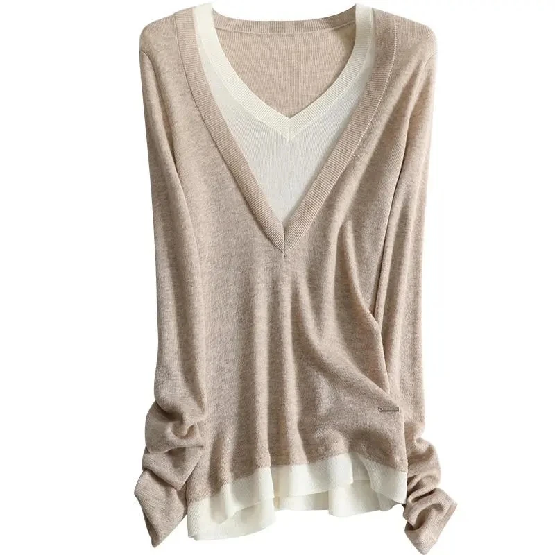 Женский вязаный свитер с длинным рукавом большие размеры до 4XL