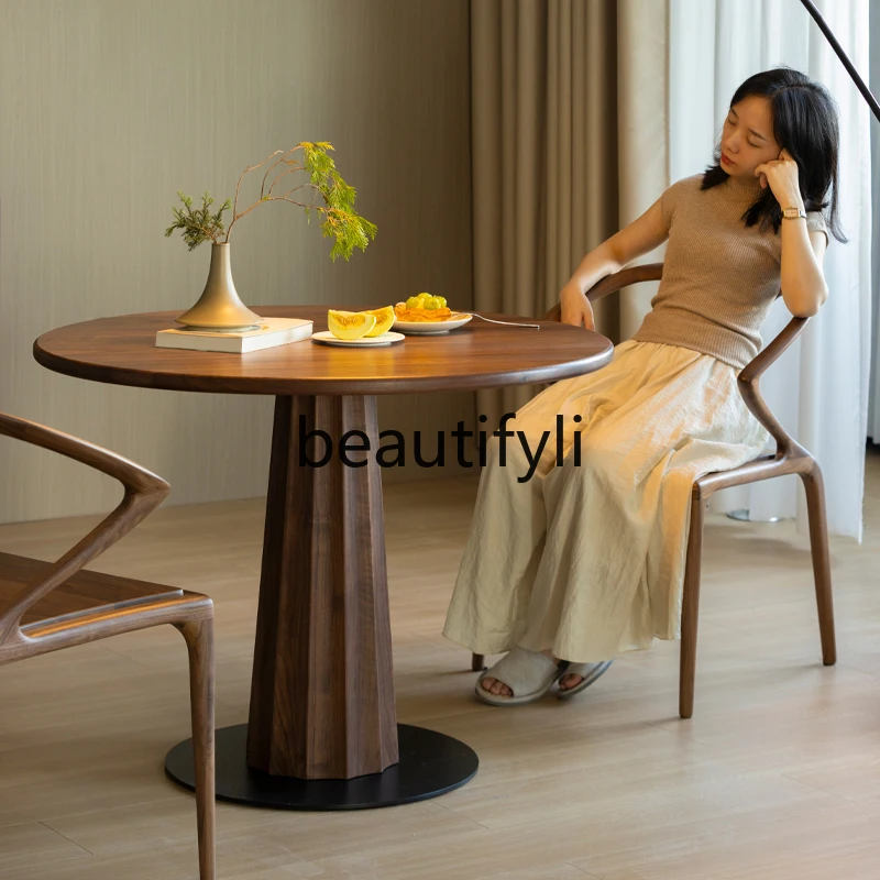 Североамериканский круглый стол Doric из черного ореха обеденный массива дерева в