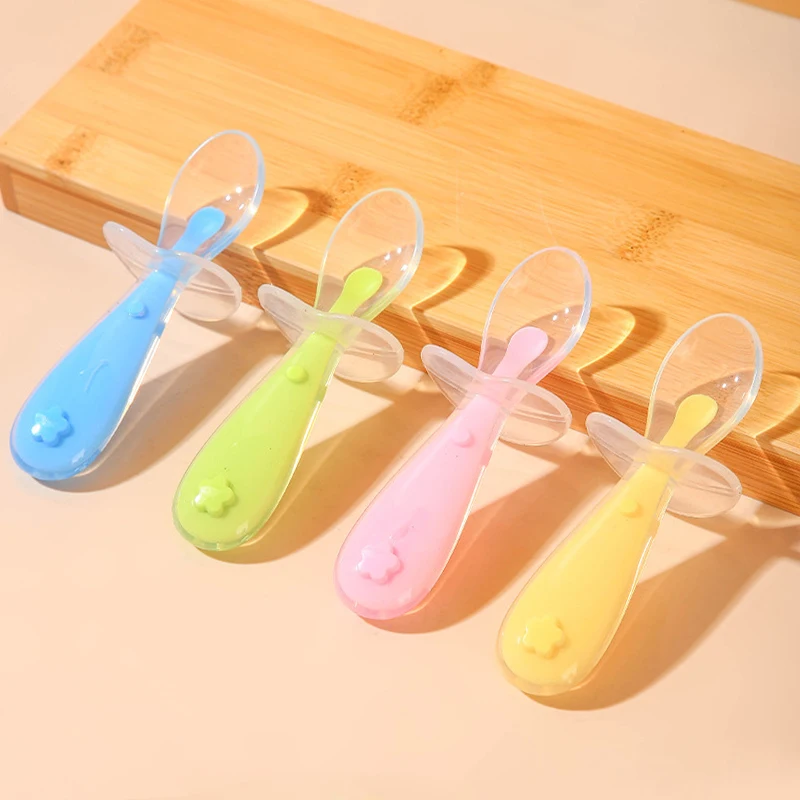 

Детская тренировочная ложка с присоской, безопасные Силиконовые Мягкие инструменты для кормления детской еды, ложки для супа и лекарств