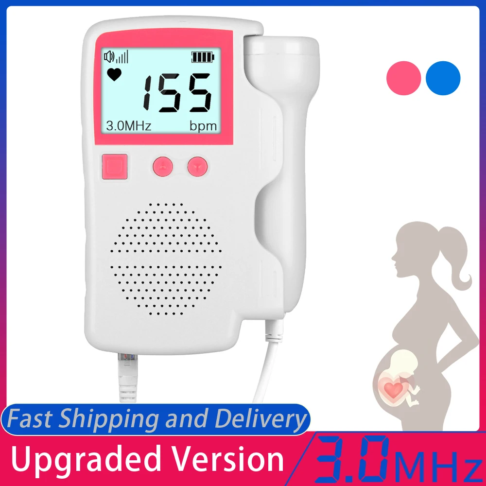 

3.0MHz Doppler Fetal Heart rate Monitor Home Pregnancy Baby Fetal Sound Heart Rate Detector LCD Display No Radiation