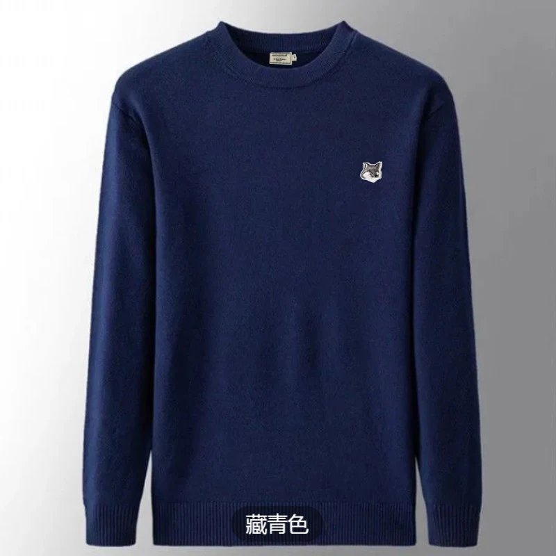 

Men's shirt fox head embroidery brand logo round neck pullover street coat Harajuku fashion sweater spring new