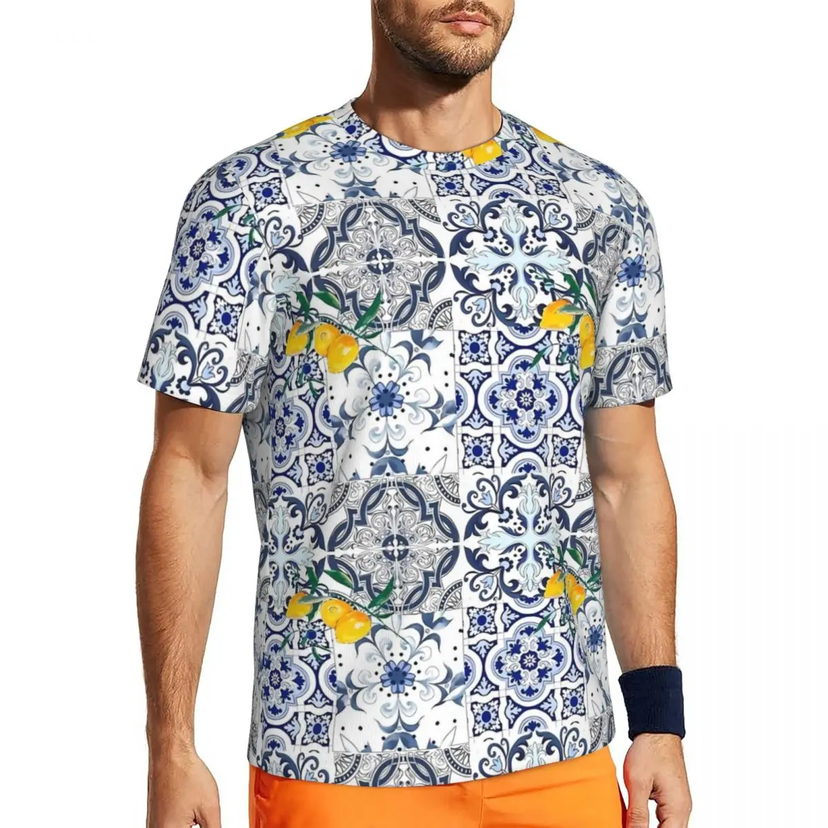 Футболка Majolica Lemon мужская уличная футболка с синими цветами удобные летние