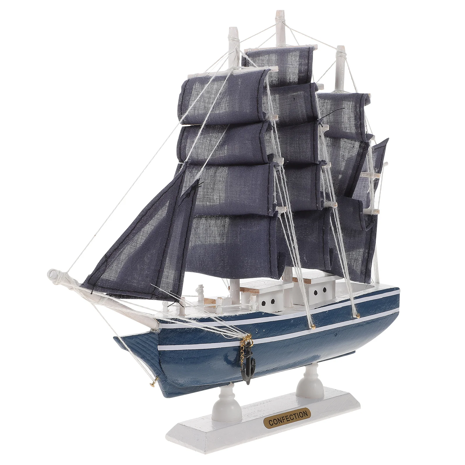 

24cm Sailboat Ornament Miniature Kit Wooden Non-woven Fabric Seaside Vintage Toys