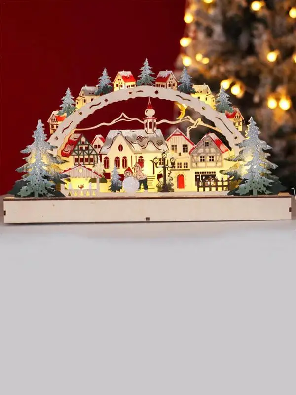 Светодиодные деревянные подсветки Рождественская деревня Освещенные