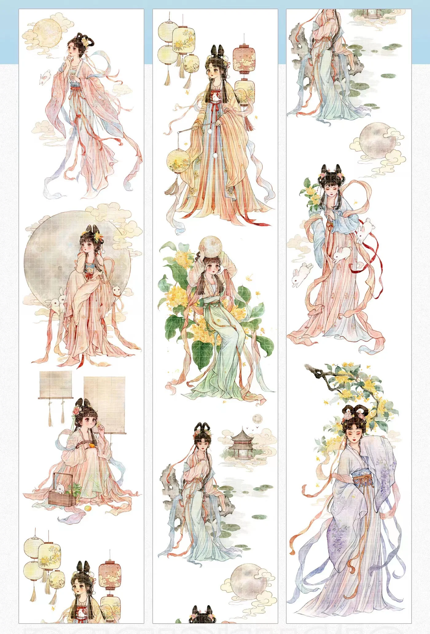 5 метров Луна красивая девочка Васи ПЭТ лента Китайская древняя сказка |