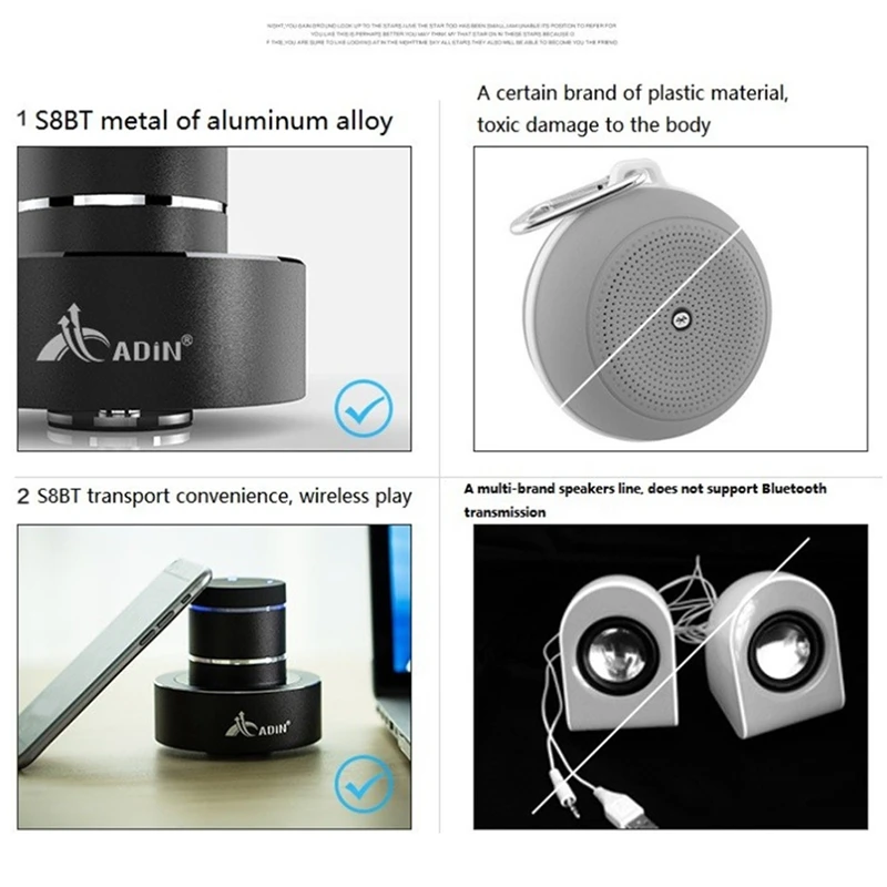 Adin 2X 26 Вт Вибрационный динамик Bluetooth бас портативные динамики Беспроводной