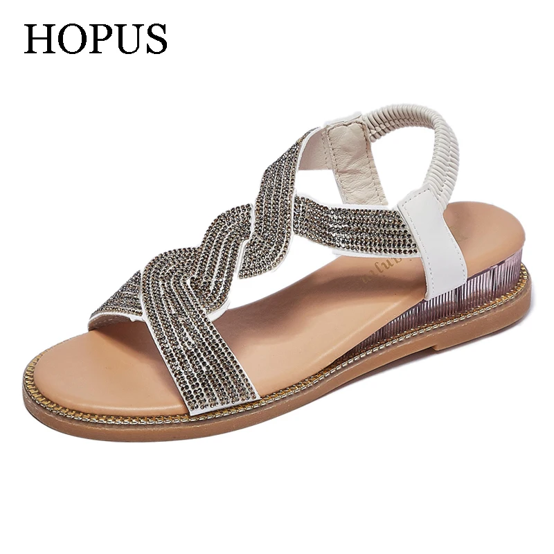 

HOPUS Sandals Women Summer New 2022 Fashion Rhinestones Korean Style Comfort Shoes For Women Luxury Party Wedge Platform Sandals