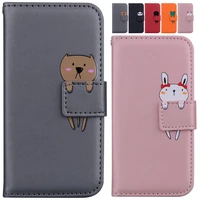 cute pet pattern flip phone case for huawei y5 2018 y6 2018 y7 2019 kid leather phone wallet flip card slot bag panda frog o22g