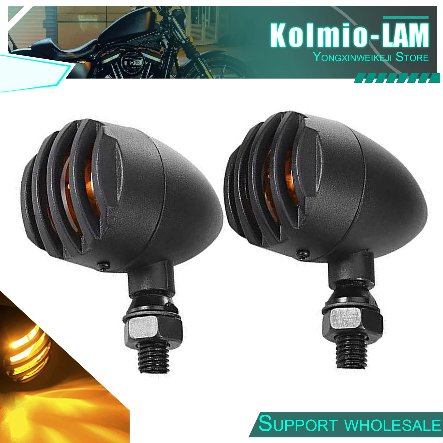

Motorcycle Turn Signals Indicator Lights For SUZUKI YAMAHA BMW Cafe Racer Bobber Custom Universal Amber Lamp 10mm 12v