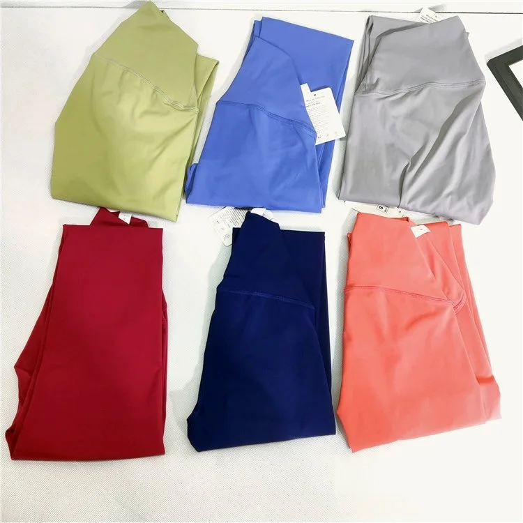 With Logo Align Women High Waist Naked Feeling Fitness Sports Leggings Quick Dry Breathable Push Up Workout Running Yoga Pants